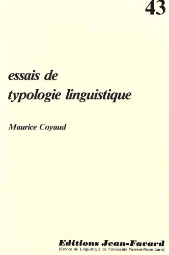 Essais de typologie linguistique
