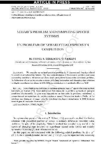 Neharis problem and competing species systems