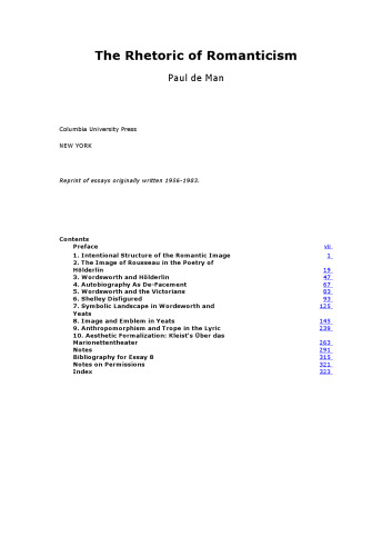 The Rhetoric of Romanticism