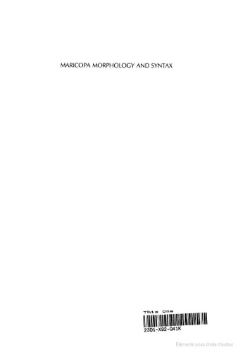 Maricopa Morphology and Syntax