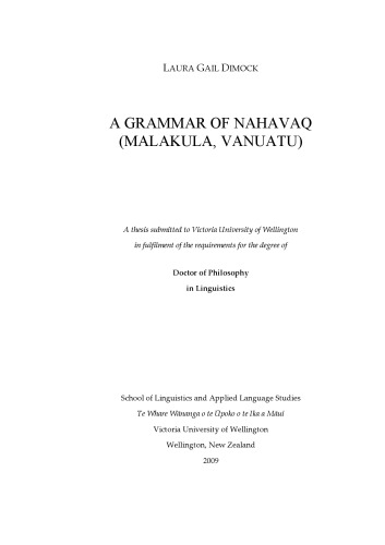 A Grammar of Nahavaq (Malakula, Vanuatu)