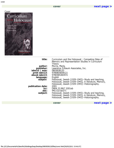 Curriculum and the Holocaust: competing sites of memory and representation