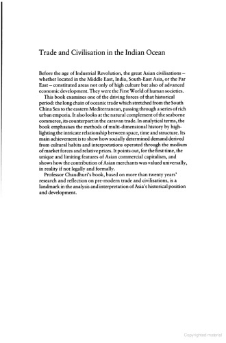 Trade and Civilisation in the Indian Ocean: An Economic History from the Rise of Islam to 1750