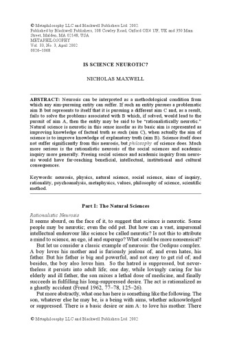 Is Science Neurotic?