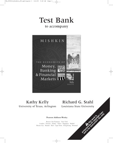 Economics of Money, Banking, and Financial Markets TEST BANK (9th Edition)