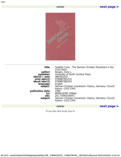 Twisted cross: the German Christian movement in the Third Reich