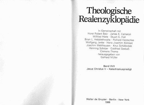 Theologische Realenzyklopädie, Bd 17: Jesus Christus V - Katechismuspredigt