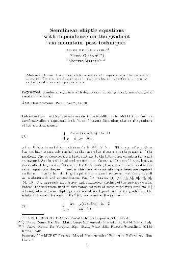 Semilinear elliptic equations with dependence on the gradient via mountain pass techniques, accettato per la pubblicazione su differential and integral equations