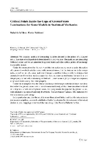 Critical points inside the gaps of ground state laminations for some models in statistical mechanics
