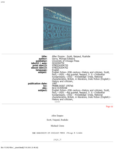 After Empire: Scott, Naipaul, Rushdie