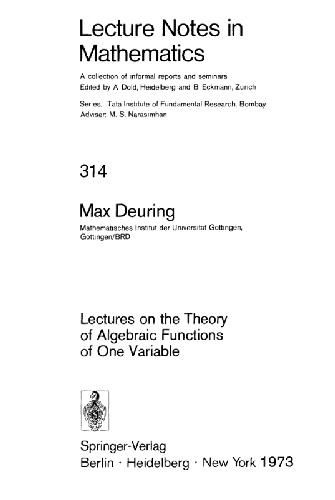 Lectures on the Theory of Algebraic Functions of One Variable