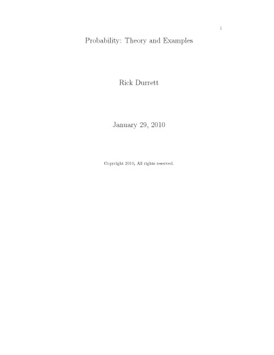 Probability: Theory and Examples, Fourth Edition