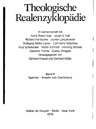 Theologische Realenzyklopädie, Bd 2: Agende - Anselm von Canterbury
