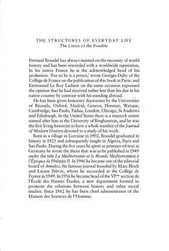 Civilization and Capitalism, 15th-18th Century, Volume I: The Structure of Everyday Life: The Limits of the Possible