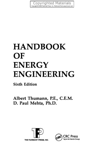 Handbook of Energy Engineering, Sixth Edition