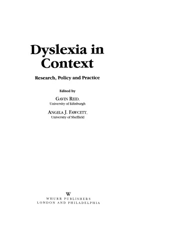 Dyslexia in context: research, policy and practice