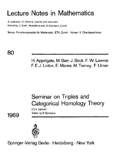 Proceedings of the Seminar on Triples and Categorical Homology