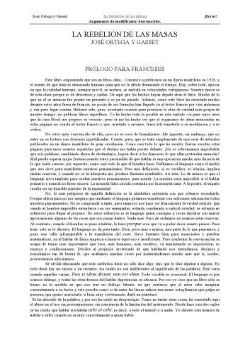 La rebelion de las masas
