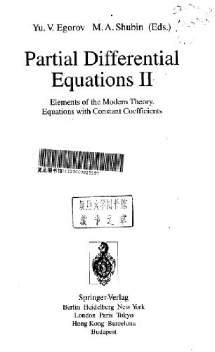 Partial Differential Equations II: Elements of the Modern Theory. Equations with Constant Coefficients