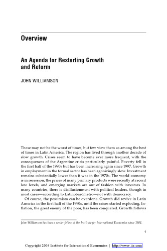 After the Washington Consensus: Restarting Growth and Reform in Latin America