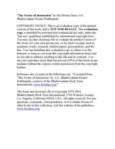 The Nectar of Instruction - Bhaktivedanta S. Prabhupada