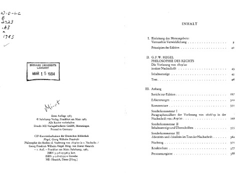 Philosophie des Rechts: Die Vorlesung von 1819/20 in einer Nachschrift