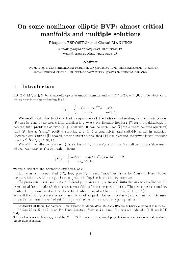 On some nonlinear elliptic BVP almost critical manifolds and multiple solutions