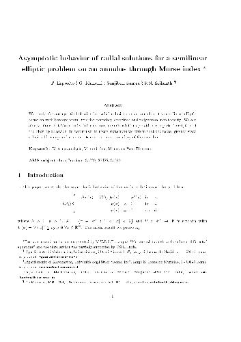 Asymptotic behavior of radial solutions for a semilinear elliptic problem on an annulus through Morse index