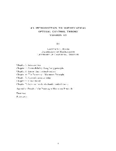 An Introduction To Mathematical Optimal Control Theory (lecture notes) (Version 0.1)