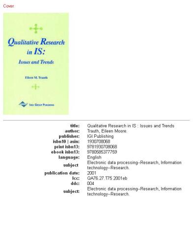 Qualitative Research in Information Systems: Issues and Trends