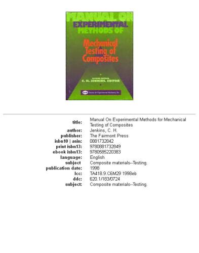 Manual on Experimental Methods for Mechanical Testing of Composites