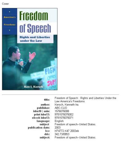 Freedom of Speech : Rights and Liberties under the Law (America's Freedoms)