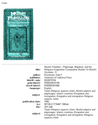 Muslim Travellers: Pilgrimage, Migration, and the Religious Imagination (Comparative Studies on Muslim Societies)