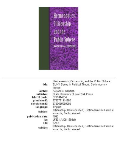 Hermeneutics, Citizenship, and the Public Sphere