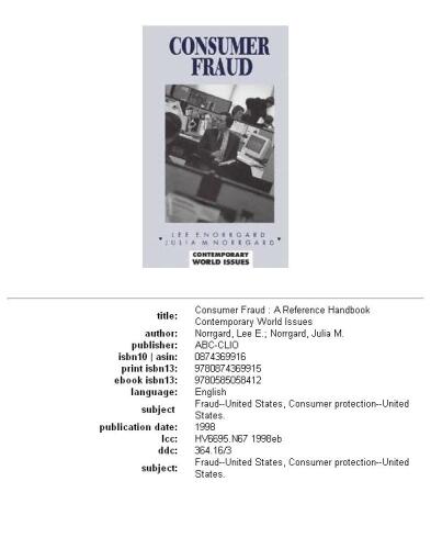 Consumer Fraud: A Reference Handbook