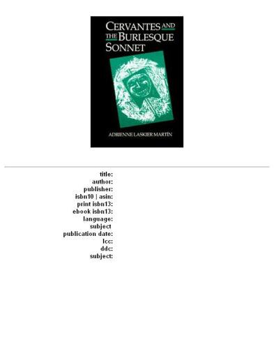 Cervantes and the Burlesque Sonnet