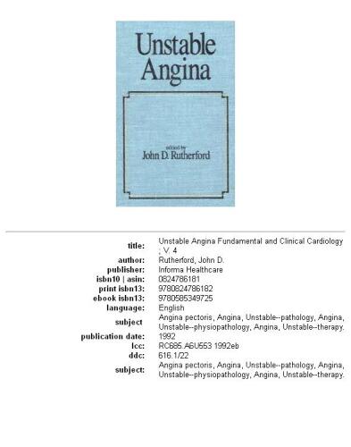 Unstable Angina (Fundamental and Clinical Cardiology)