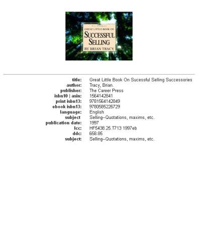 Great Little Book on Successful Selling (Successories)