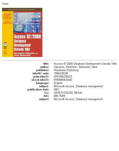 Access 97 2000 Database Development Outside VBA