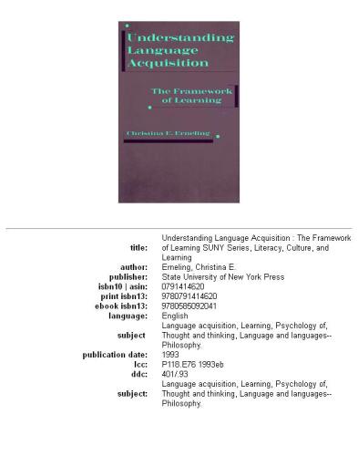 Understanding Language Acquisition: The Framework of Learning (Theory and Practice)