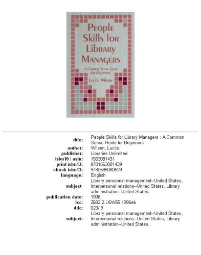 People Skills for Library Managers: A Common Sense Guide for Beginners