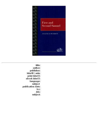 First and Second Samuel (Westminster Bible Companion)