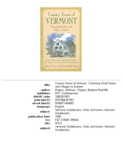 Country Towns of Vermont