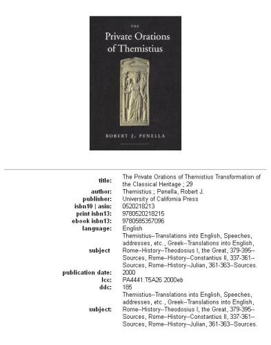 The Private Orations of Themistius (Transformation of the Classical Heritage)