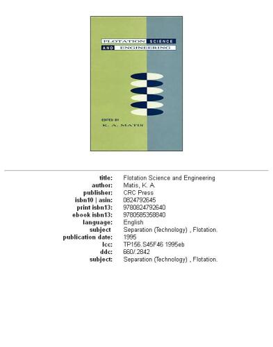 Flotation Science and Engineering