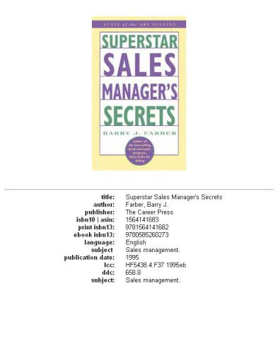 Superstar Sales Manager's Secrets (State of the Art Selling)