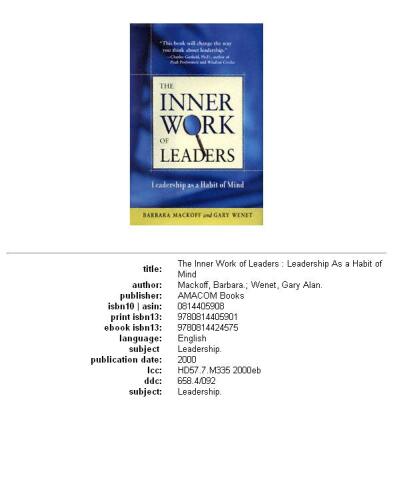 The Inner Work of Leaders: Leadership as a Habit of Mind