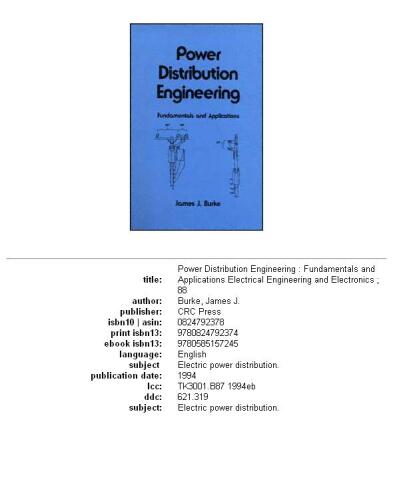 Power Distribution Engineering (Electrical and Computer Engineering)