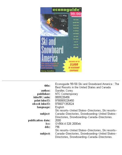 Econoguide '99-'00 Ski and Snowboard America: The Best Resorts in the United States and Canada (Econoguide: Ski and Snowboard America)