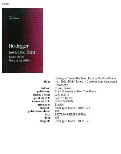 Heidegger Toward the Turn: Essays on the Work of the 1930s